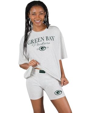 Concepts Sport Green Bay Packers Oversized Tri-blend Fray T-shirt And Briefs - Gray