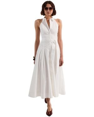 Karen Millen Midi Shirt Dress With Dropped Waist - White