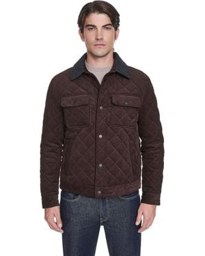 Cole Haan Collared Quilted Button-front Jacket - Brown