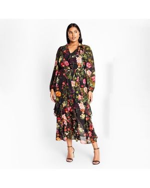 City Chic Plus Size Bridgette Print Maxi Dress - White