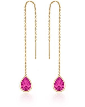 Ettika Gold Plated Chain And Crystal Dangle Earrings - Pink