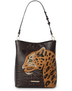 Brahmin Celina Shadow Small Leather Bucket Handbag - White