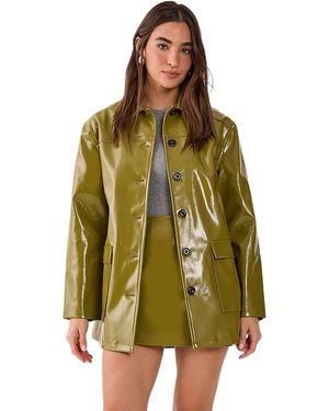 Nasty Gal Vinyl High Clean Longline Jacket - Green