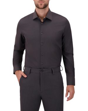 Report Collection 4-way Houndstooth-print Woven Dress Shirt - Blue