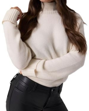 Guess Cashmere-blend Turtleneck Long-sleeve Bodysuit Sweater - Natural