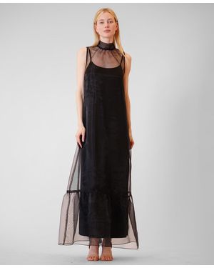 Julia Jordan Polyester High Neck Overlay Dress - Black