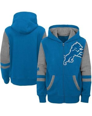 Outerstuff Little Boys And Girls Detroit Lions Stadium Color Block Full-zip Hoodie - Blue