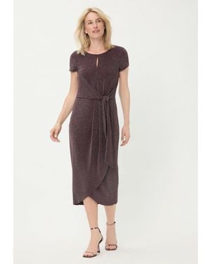 Olsen Sparkle Faux Wrap Dress - Purple