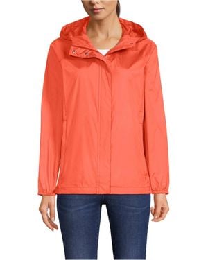 Lands' End Packable Water Resistant Upf 50 Windbreaker Jacket - Orange