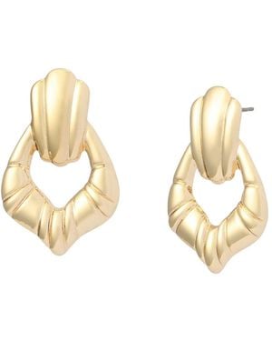Steve Madden Fluted Doorknocker Earrings - Metallic