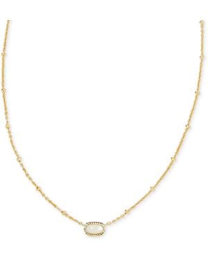 Kendra Scott Gold-tone Mini Elisa Enamel Frame Short Pendant Necklace - Natural