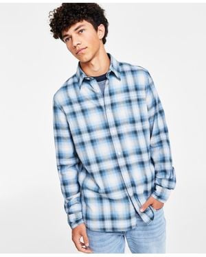 Sun & Stone Sun + Stone Davis Regular-fit Plaid Button-down Shirt - Blue