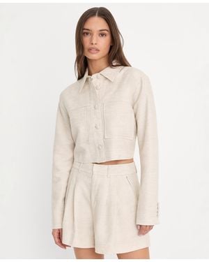 GOOD AMERICAN Button-front Cropped Jacket - Natural