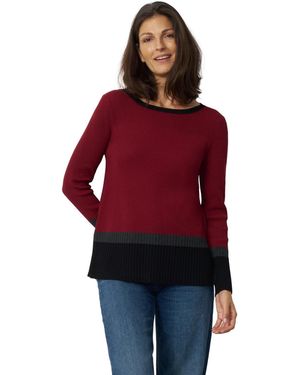 Cable & Gauge Boat Neckline Textured-knit Colorblock Tunic Sweater