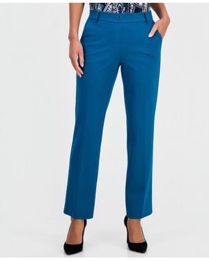 Kasper Petite Modern Compression Slim-leg Pants - Blue