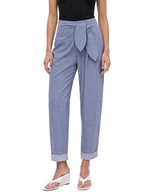 Nocturne Tie Detail Pleated Pants - Blue