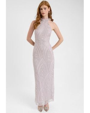 Beauut Embellished Sequin Beaded Maxi Dress - White