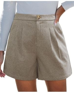 CUPSHE High Waist Pleated Shorts With Pockets - Gray