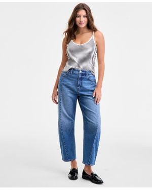 On 34th Cropped High-rise Barrel-leg Jeans - Blue
