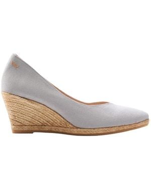 VISCATA Roses Canvas V Cut Espadrille Wedges - White