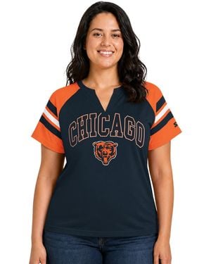 Starter Plus Size Chicago Bears Game On Notch Neck Raglan T-shirt - Blue