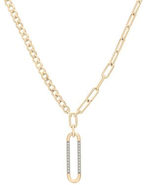 Audrey by Aurate Diamond Vertical Link Two-chain 18" Pendant Necklace (1/6 Ct. T.w. - Metallic