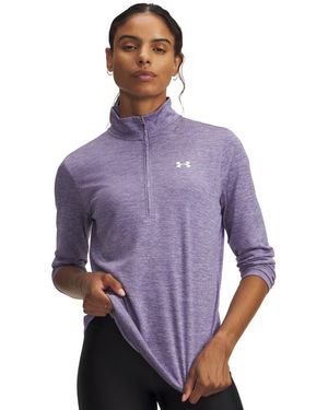 Under Armour Twist Tech Quarter-zip Logo Top - Purple