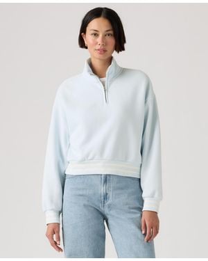 Levi's Club Sport Prep Quarter Zip Sweatshirt - White