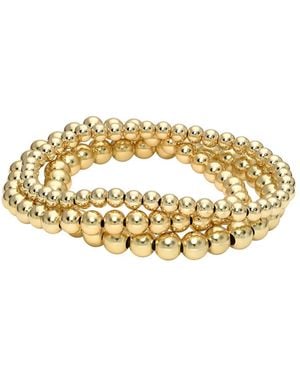 Zoe Lev Bead Stack 14k Yellow Gold Plated Sterling Silver Bracelet Set Of 3 - Metallic