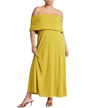 Eloquii Off The Shoulder Maxi Dress - Yellow
