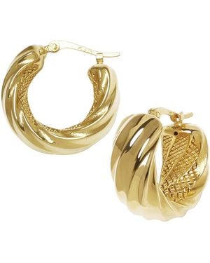 Macy's Sculptured Wide Square Twist Hoop Earrings - Metallic