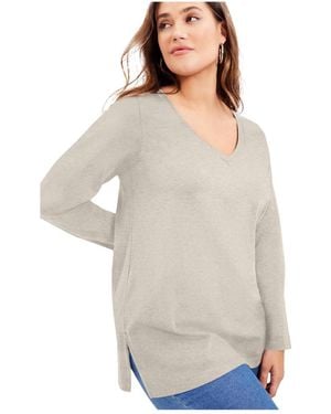 June + Vie June + Vie June + Vie Long-sleeve V-neck One + Only Tunic - White