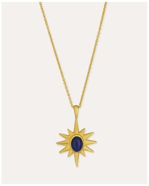 Ottoman Hands Lapis Star Pendant Necklace - Metallic