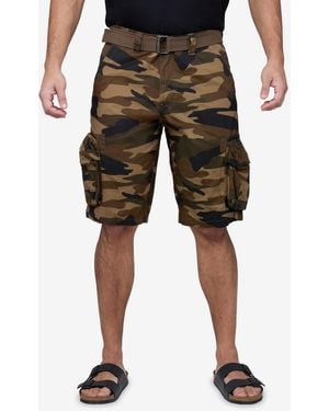 Raw X Belted Double Pocket Cargo Shorts - Black