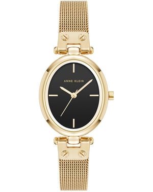 Anne Klein Quartz Oval Stainless Steel Mesh Watch 26mm - Metallic