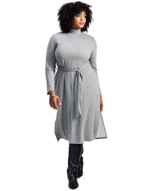 Avenue Plus Size Ray Of Light Sweater Dress - Gray