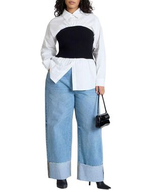 Eloquii Plus Size Tall Cuff Jean - Blue