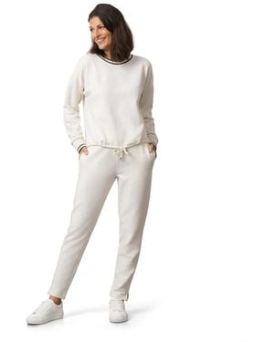 Cable & Gauge Crewneck Long-sleeve Pull-on Pullover And Pant Set - White