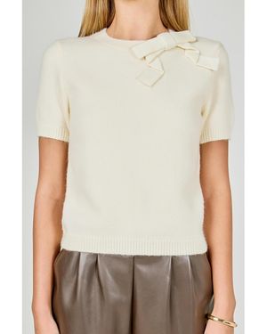 Endless Rose Bow Detail Sweater - Natural