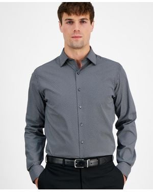 Alfani Slim-fit Temperature Regulating Geo-print Dress Shirt - Gray