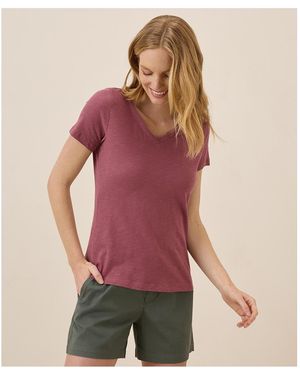 Pact Organic Cotton Featherweight Slub V-neck Tee - Red