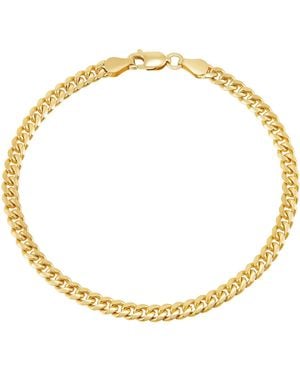 Italian Silver Solid Cuban Chain Bracelet - Metallic