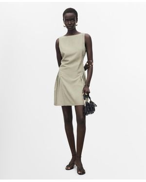 Mango Short Pleated Dress - Natural