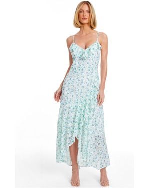 Quiz Chiffon Jacquard Strappy Maxi Dress - Blue