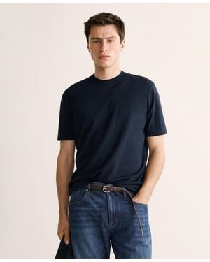 Mango Cotton Fine-knit T-shirt - Blue