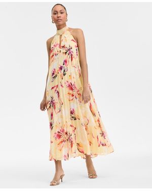 INC International Concepts Printed Pleated Halter Dress - Multicolor