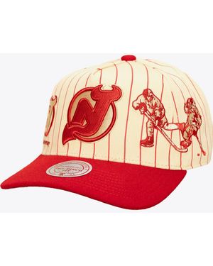 Mitchell & Ness New Jersey Devils Retro Roots Stripe Pro Snapback Hat - Red