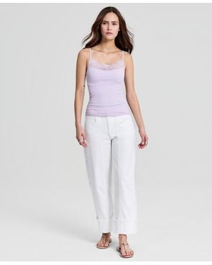 And Now This High Rise Cuffed Wide-leg Jeans - White