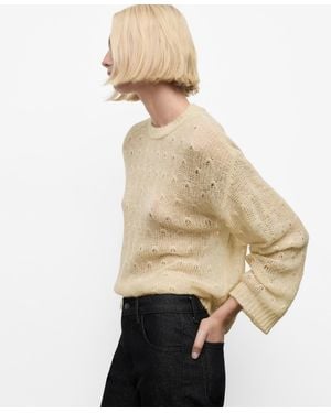 Mango Lace Pattern Knit Sweater - Natural