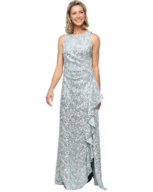 Alex Evenings Petite Sleeveless Corded Ball Gown - White